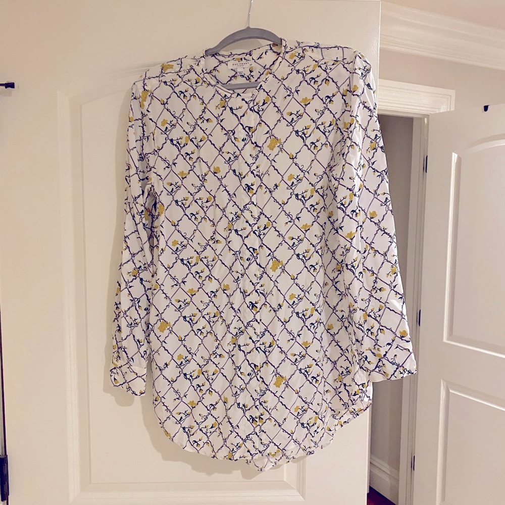 Equipment White Floral Silk Tunic